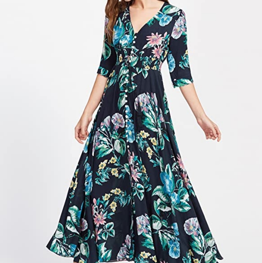 Milumia Women's Button Up Split Floral Print Flowy